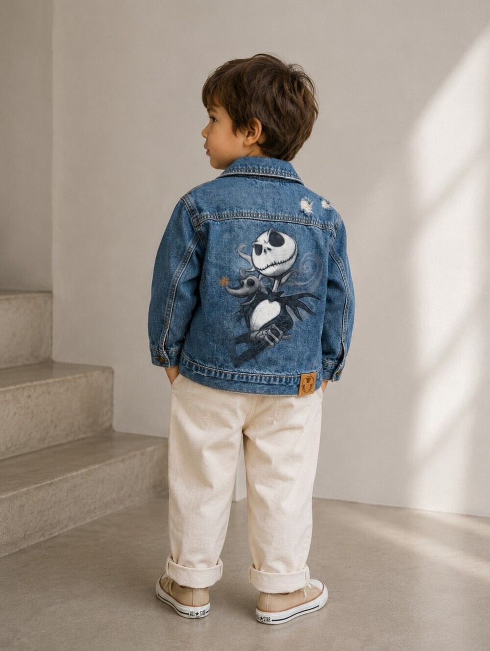 Disney Jack Skellington Kids Denim Jacket XXS 2-3Y Halloween Jean